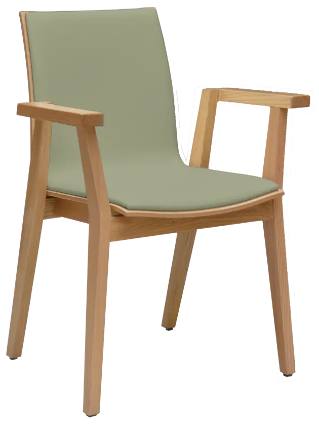 JOLLY židle jídelní čalouněná, rám masiv, koženka olivová