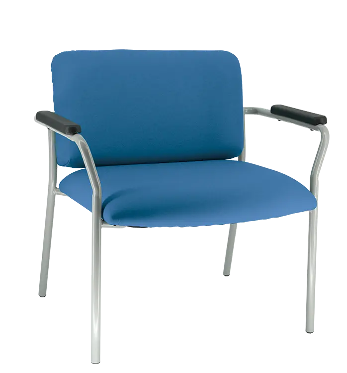 BARIATRIC 201, vysokozátěžové konferenční křeslo, kostra stříbrná, ekokůže modrá