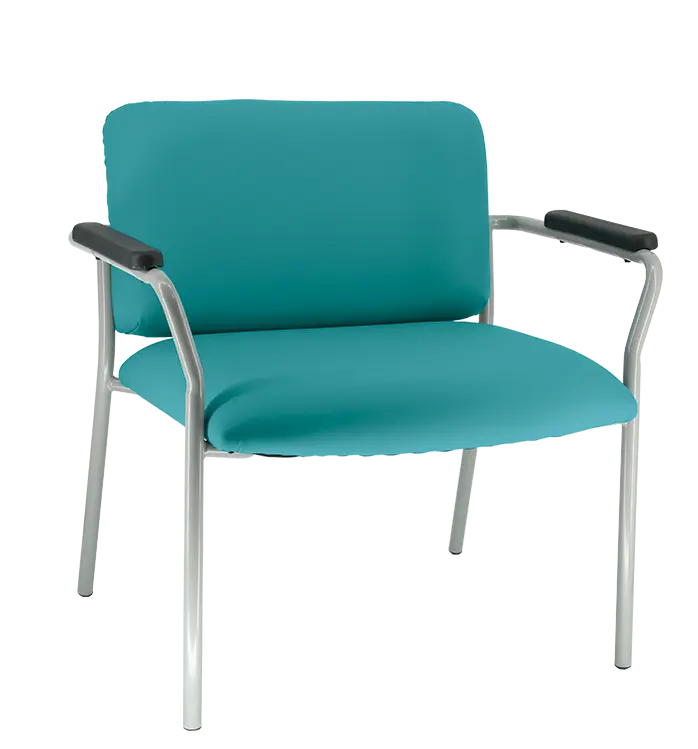 BARIATRIC 201, vysokozátěžové konferenční křeslo, kostra stříbrná, ekokůže tyrkysová