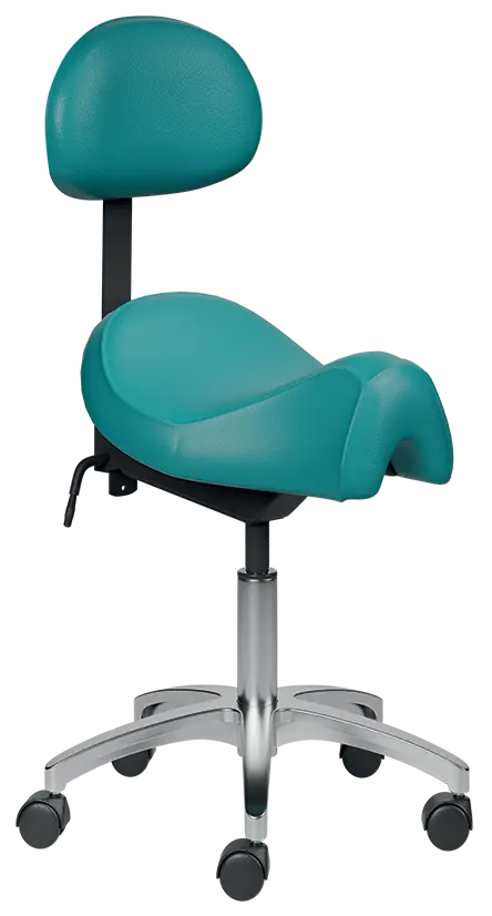 SADDLE 02, pracovní židle sedlová, ekokůže tyrkysová