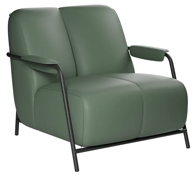 ARTEMIS, křeslo, kostra černá, ekologická kůže šedozelená