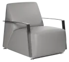 LEO, křeslo, područky nerez, ekologická kůže světle šedá