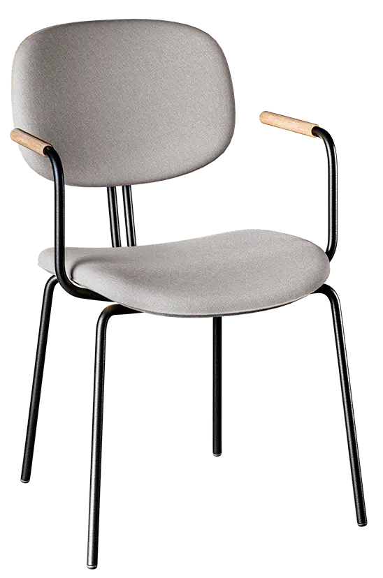 SVEA, konferenční židle s područkami, kostra černá, látka šedá