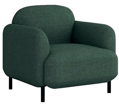 HENRIETA 1, křeslo, černé nohy, látka lahvově zelená