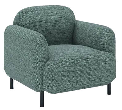 HENRIETA 1, křeslo, černé nohy, látka eukalyptus