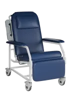 VITAL CARE, mobilní křeslo polohovací, kovová kostra bílá, silikonová kůže MEDI SK tmavě modrá