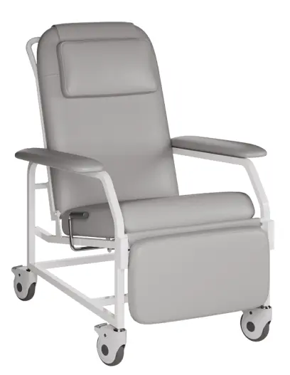 VITAL CARE, mobilní křeslo polohovací, kovová kostra bílá, silikonová kůže MEDI SK světle šedá