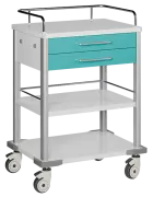 MEDISAN 02, zdravotnický vozík, 2-zásuvkový, kovový, bílý / tyrkysový
