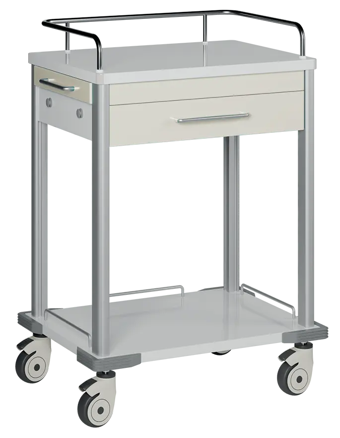 MEDISAN 01, zdravotnický vozík, 1-zásuvkový, kovový, bílý