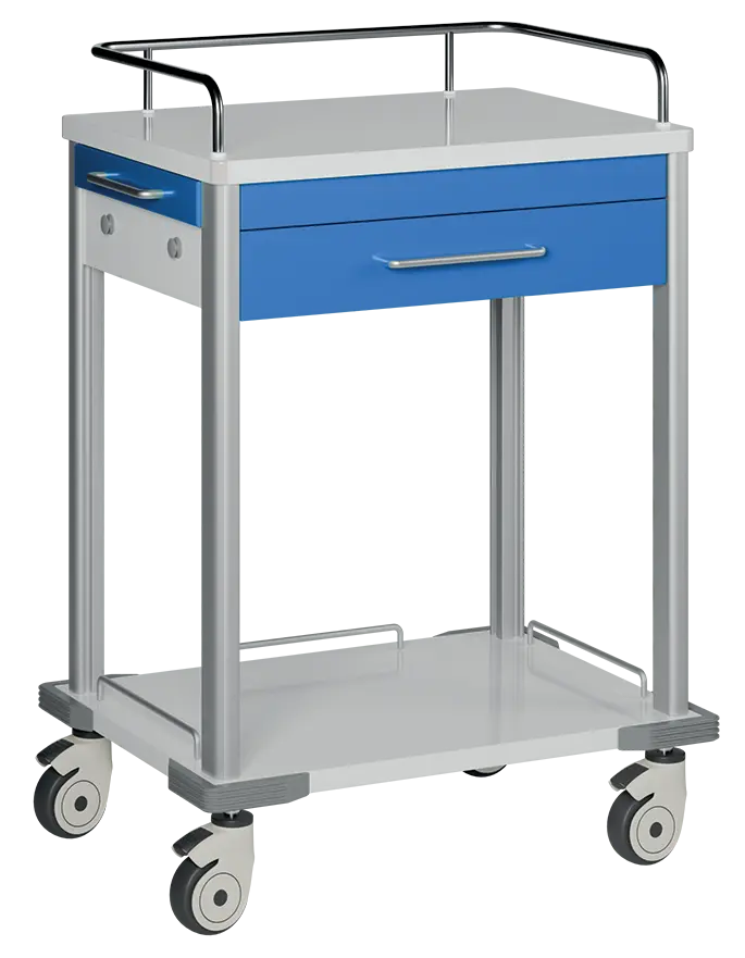 MEDISAN 01, zdravotnický vozík, 1-zásuvkový, kovový, bílý/modrý