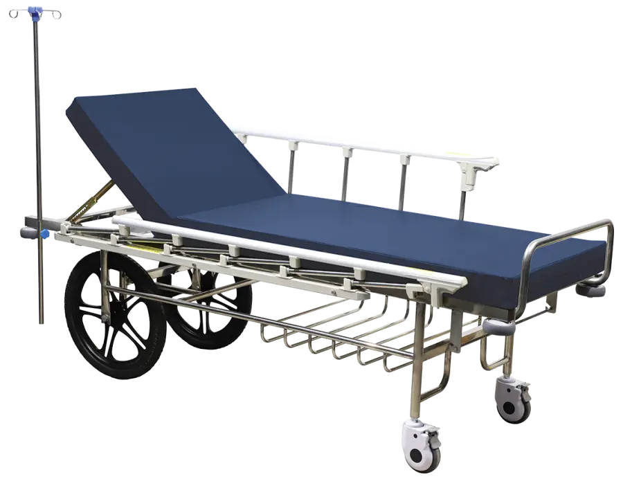 STRETCHER 31 lehátko transportní, 2 velká kola, svařovaná nerezová konstrukce, koženka MEDI SK tmavě