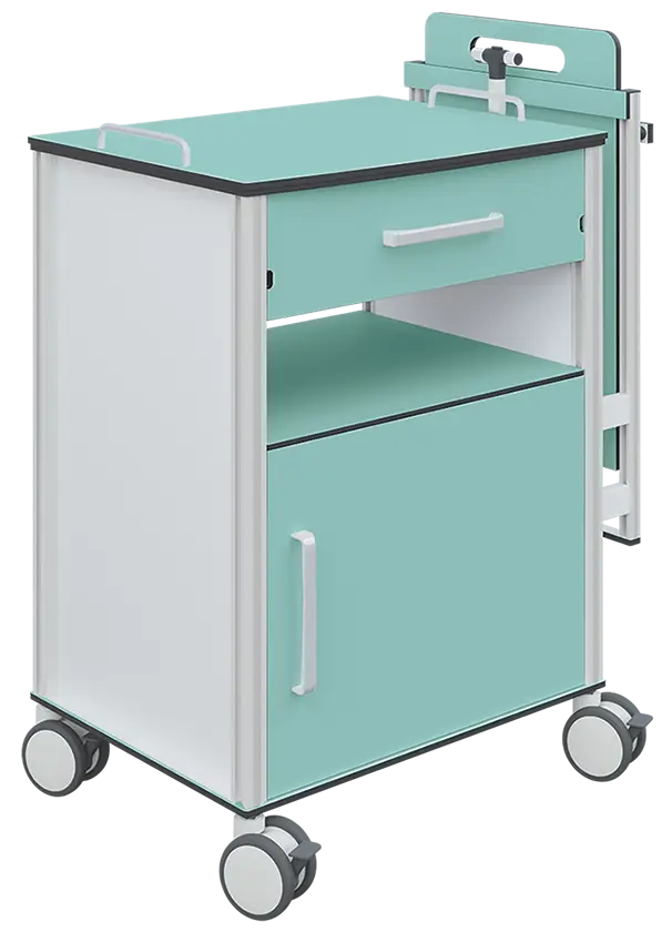 NS - DUO 02, noční stolek oboustranný HPL, vodní modrá