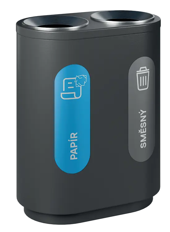 ECO SORT 02 černý, koš odpadkový na tříděný odpad, 2-segmentový