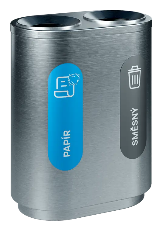 ECO SORT 12 nerez, koš odpadkový na tříděný odpad, 2-segmentový