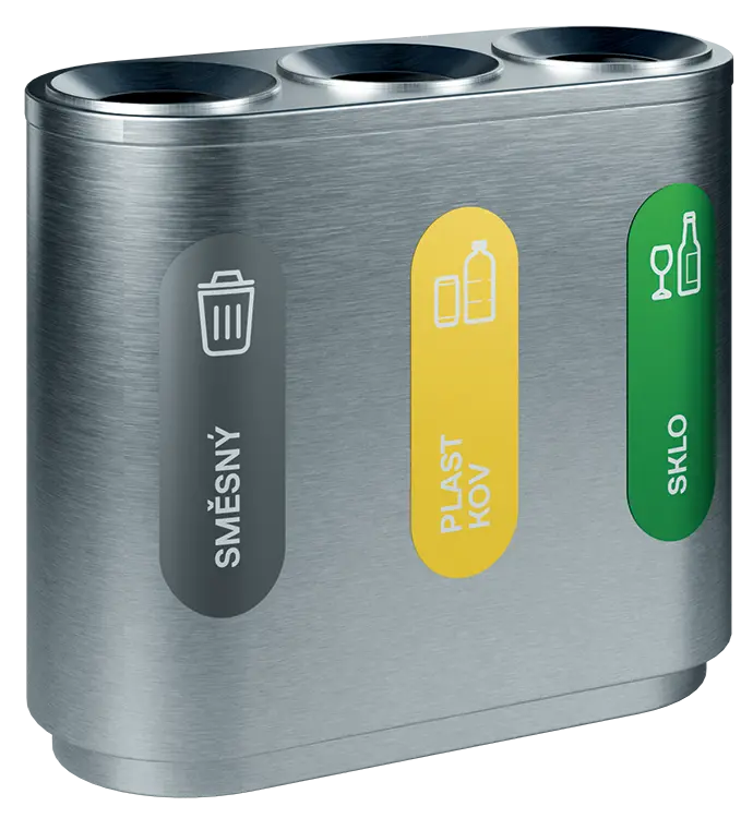 ECO SORT 13 nerez, koš odpadkový na tříděný odpad, 3-segmentový