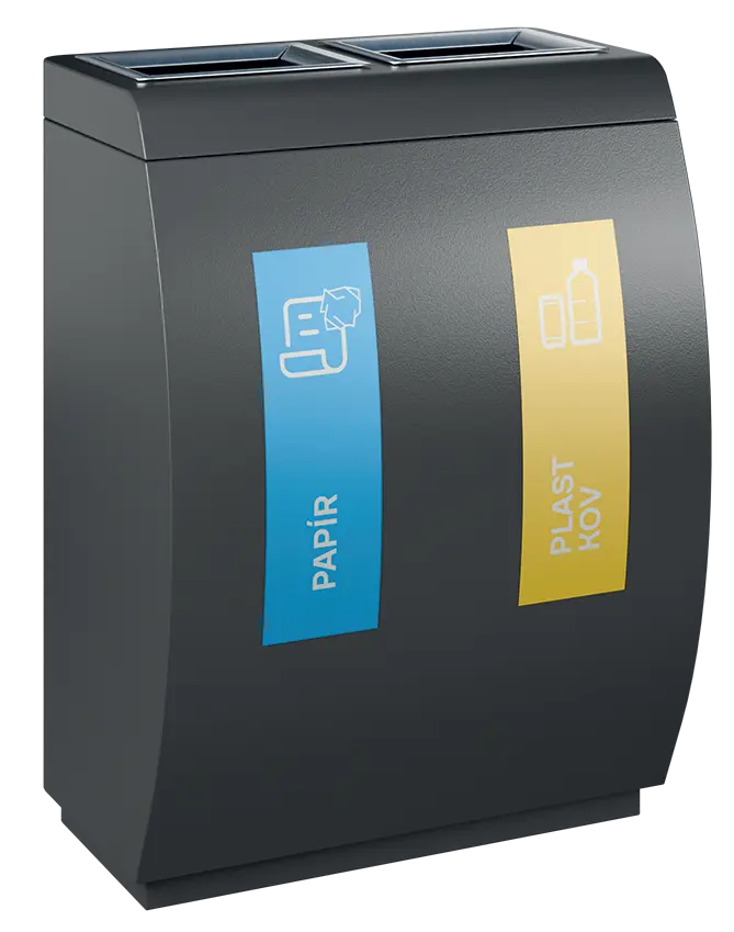 ECO SORT 22 černý, koš odpadkový na tříděný odpad, 2-segmentový