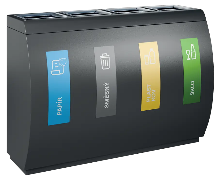 ECO SORT 24 černý, koš odpadkový na tříděný odpad, 4-segmentový