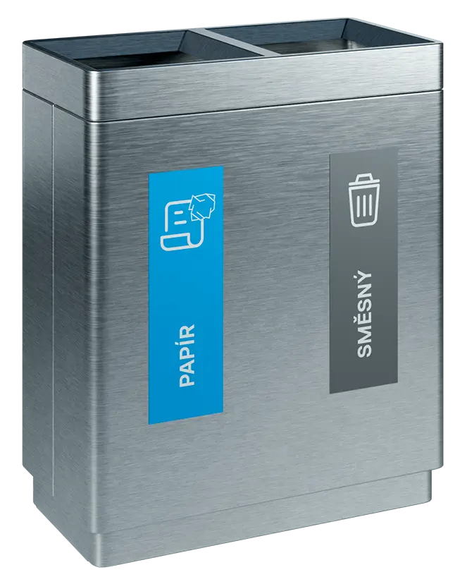 ECO SORT 32 nerez, koš odpadkový na tříděný odpad, 2-segmentový