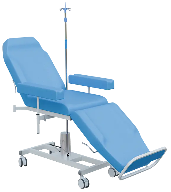 HEMO FLEX H1, křeslo hydraulicky stavitelné, silikonová kůže MEDI SL světle modrá