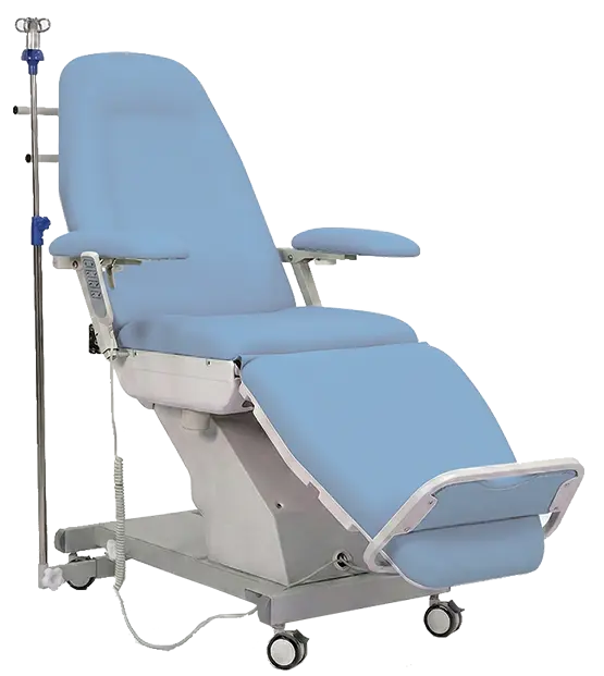 HEMO FLEX E31, křeslo elektricky stavitelné, silikonová kůže MEDI SL světle modrá