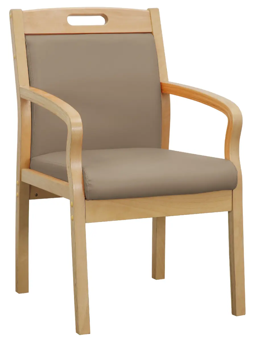 TWAIN, židle dřevěna, silikonová kůže MEDI ML tmavě béžová