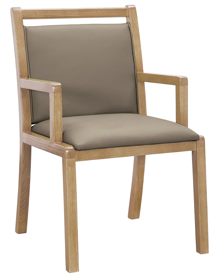 Swift, židle dřevěna, koženka tmavě béžová