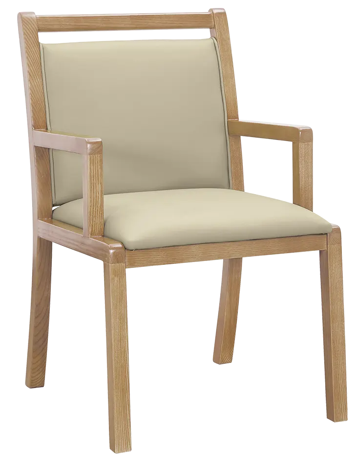 Swift, židle dřevěna, koženka krémová