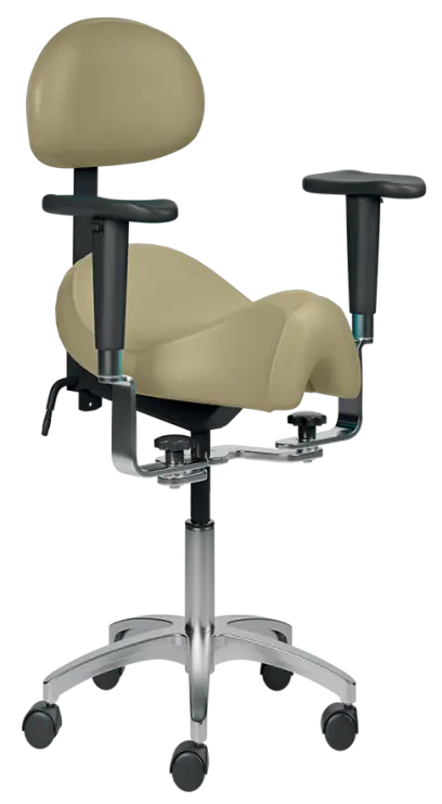 SADDLE 02 + područky, pracovní židle sedlová, ekokůže béžová