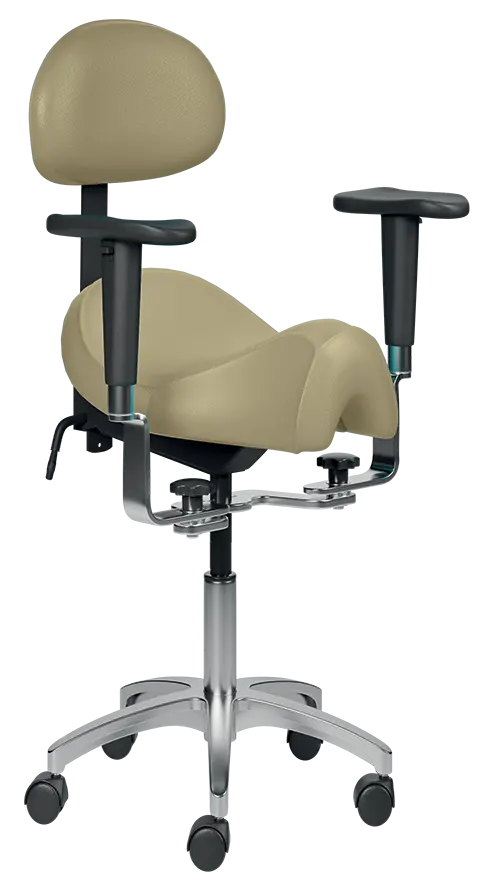 SADDLE 02 + područky, pracovní židle sedlová, ekokůže béžová