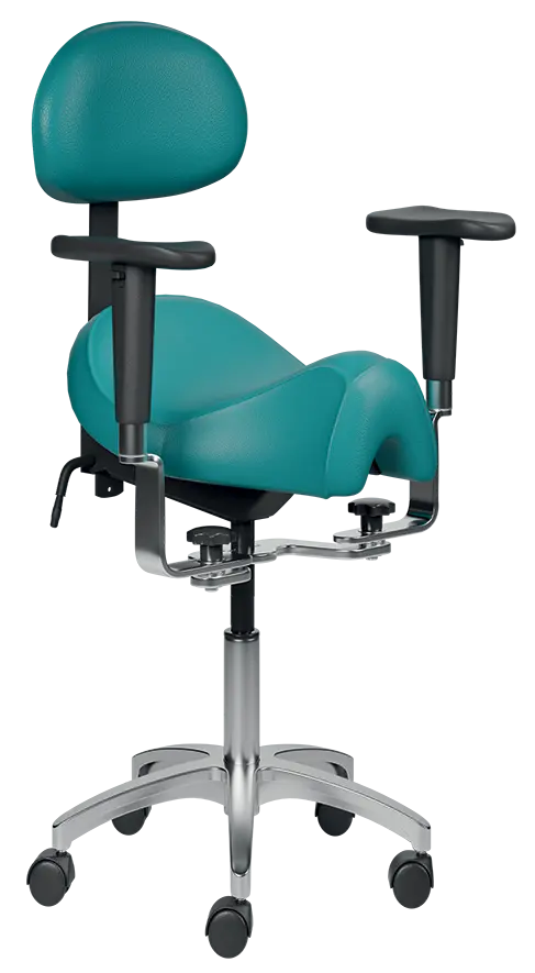 SADDLE 02 + područky, pracovní židle sedlová, ekokůže tyrkysová
