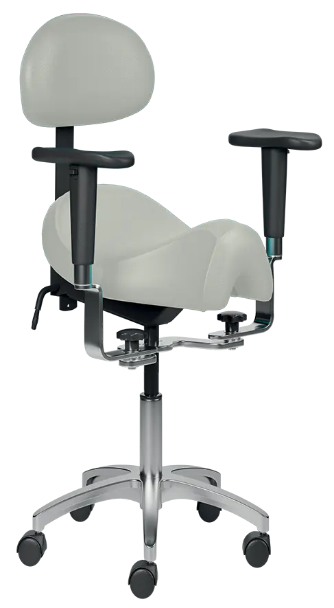 SADDLE 02 + područky, pracovní židle sedlová, ekokůže krémová