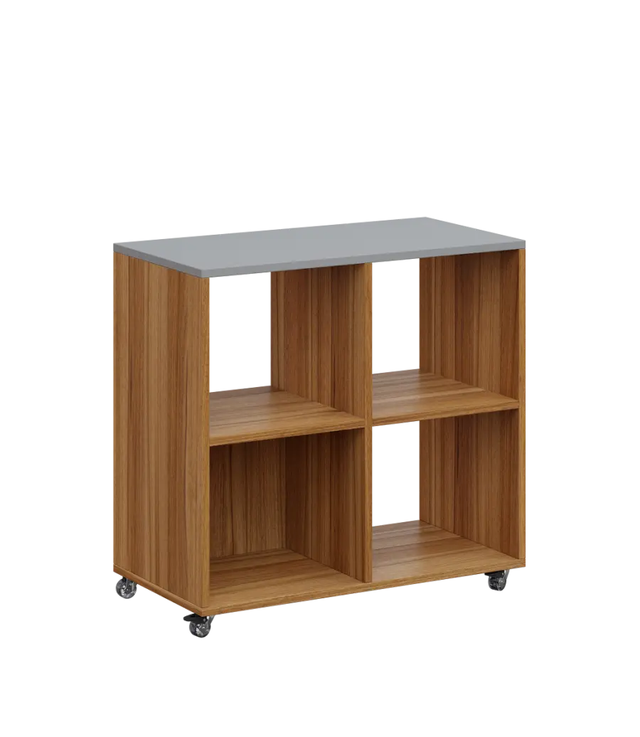 AERO 22 kancelářská skříň, 4 niky, 750x800x400, kolečka, oblázkově šedá/ořech světlý