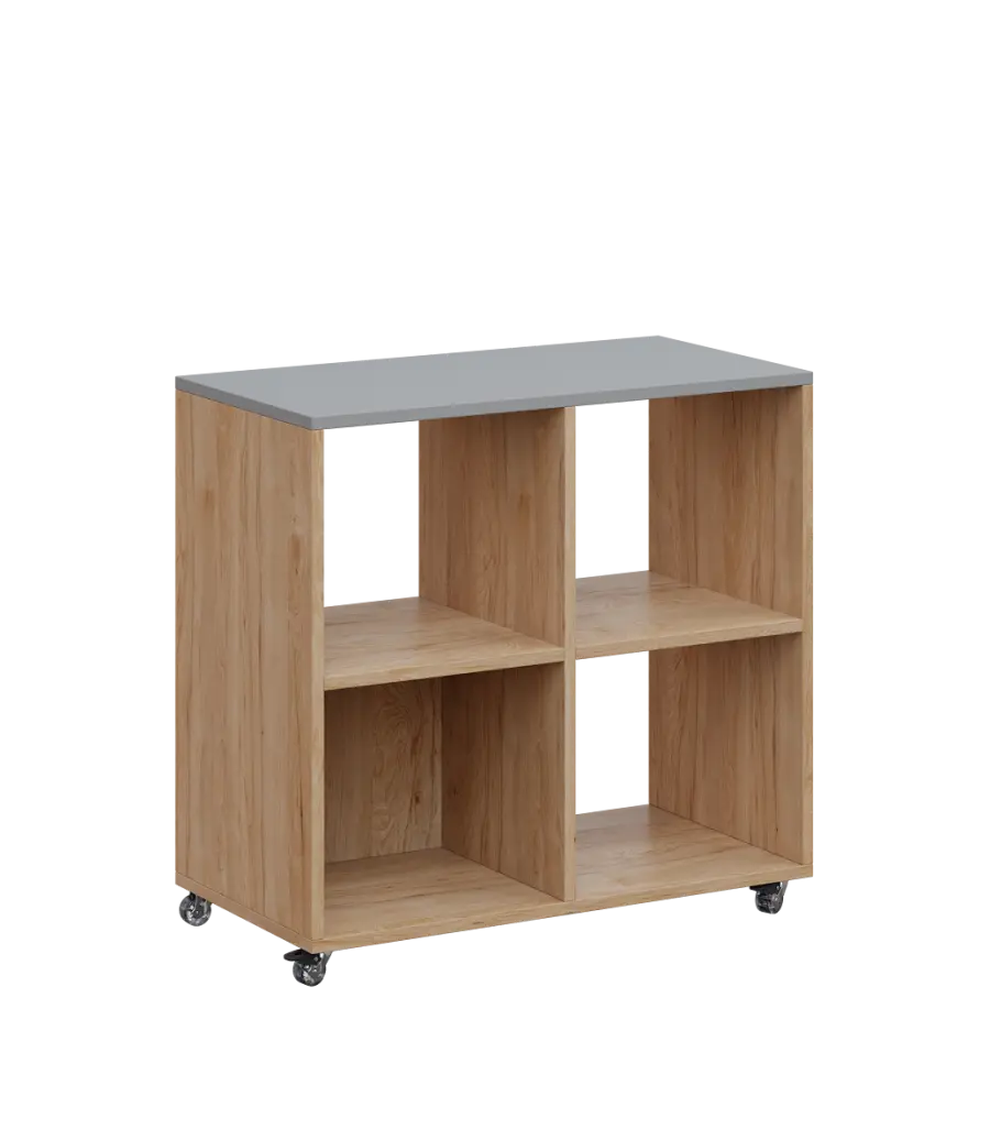 AERO 22 kancelářská skříň, 4 niky, 750x800x400, kolečka, oblázkově šedá/dub hickory