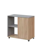 AERO 23 L kancelářská skříň, 1-dveřová/2 niky, levá, 750x800x400, kolečka, oblázkově šedá/dub bardol