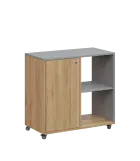 AERO 23 P kancelářská skříň, 1-dveřová/2 niky, pravá, 750x800x400, kolečka, oblázkově šedá/dub fjord