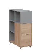 AERO 32 P kancelářská skříň, 2-dveřová/4 niky, pravá, 1100x400x800, kolečka, oblázkově šedá/dub bard
