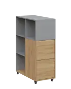 AERO 32 P kancelářská skříň, 2-dveřová/4 niky, pravá, 1100x400x800, kolečka, oblázkově šedá/dub fjor