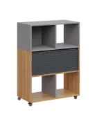 AERO 35 kancelářská skříň, roletková/4 niky, 1100x800x400, kolečka, oblázkově šedá/coco bolo