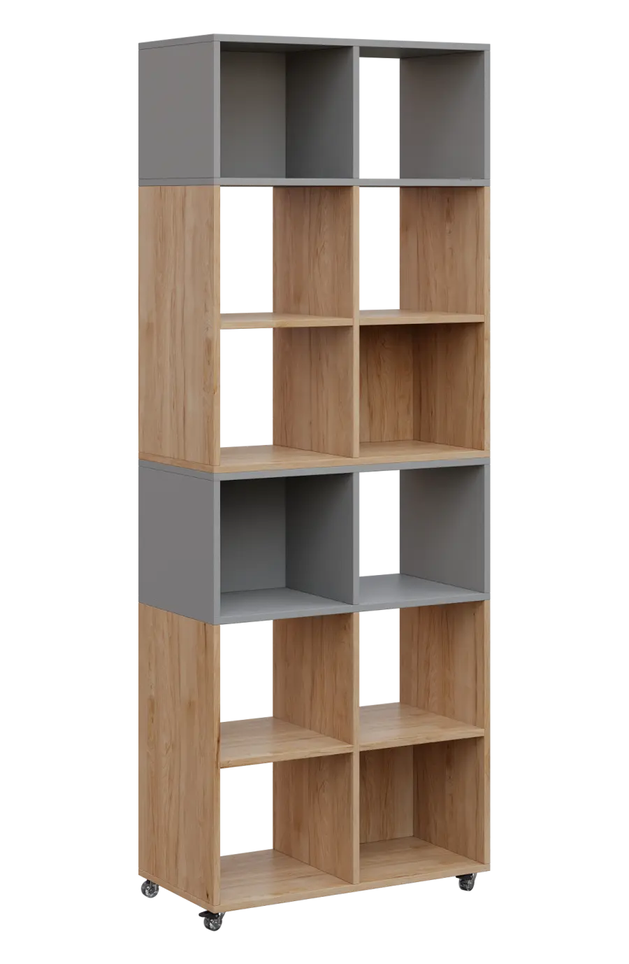 AERO 41 kancelářská skříň, otevřená, 2150x800x400, kolečka, oblázkově šedá/dub hickory