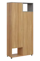 AERO 62 P skříň šatní 2-dveřová/2 niky, výsuvné ramínko, pravá, 2150x1000x400, kolečka, oblázkově še