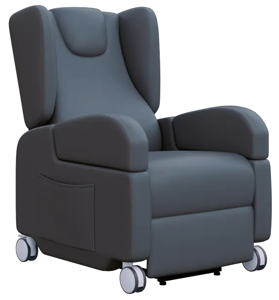 PRIMACARE MOBIL, mobilní relaxační křeslo, elektricky polohovatelné, velká kolečka, silikonová PU še