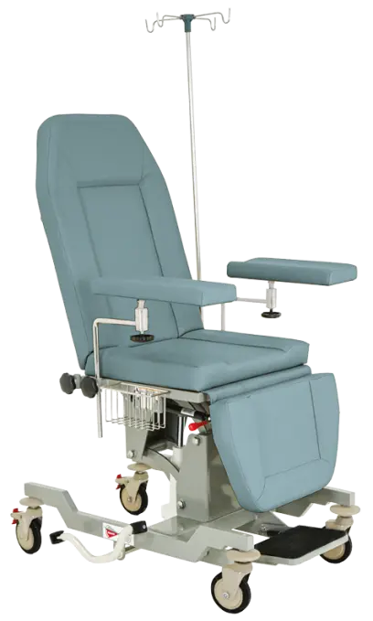 HEMO FLEX H2, zdravotnické křeslo mobilní, hydraulické, koženka tyrkysová