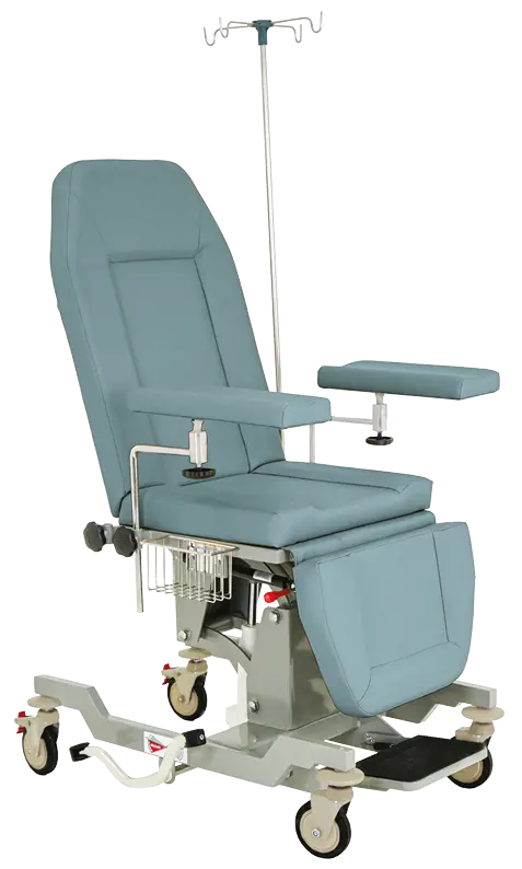 HEMO FLEX H2, zdravotnické křeslo mobilní, hydraulické, koženka tyrkysová