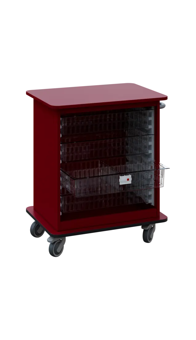 DEXTER 22 TRANSPARENT vozík boxový, otevřený, 880x750x520 mm, burgundská