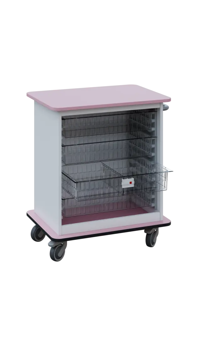 DEXTER 22 TRANSPARENT vozík boxový, otevřený, 880x750x520 mm, korpus bílý, horní a spodní deska past