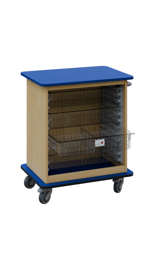 DEXTER 22 TRANSPARENT vozík boxový, otevřený, 880x750x520 mm, korpus javor horský, horní a spodní de