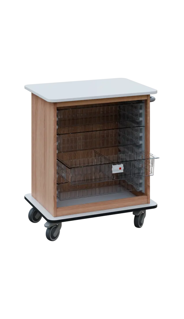 DEXTER 22 TRANSPARENT vozík boxový, otevřený, 880x750x520 mm, korpus dub bardolino, horní a spodní d