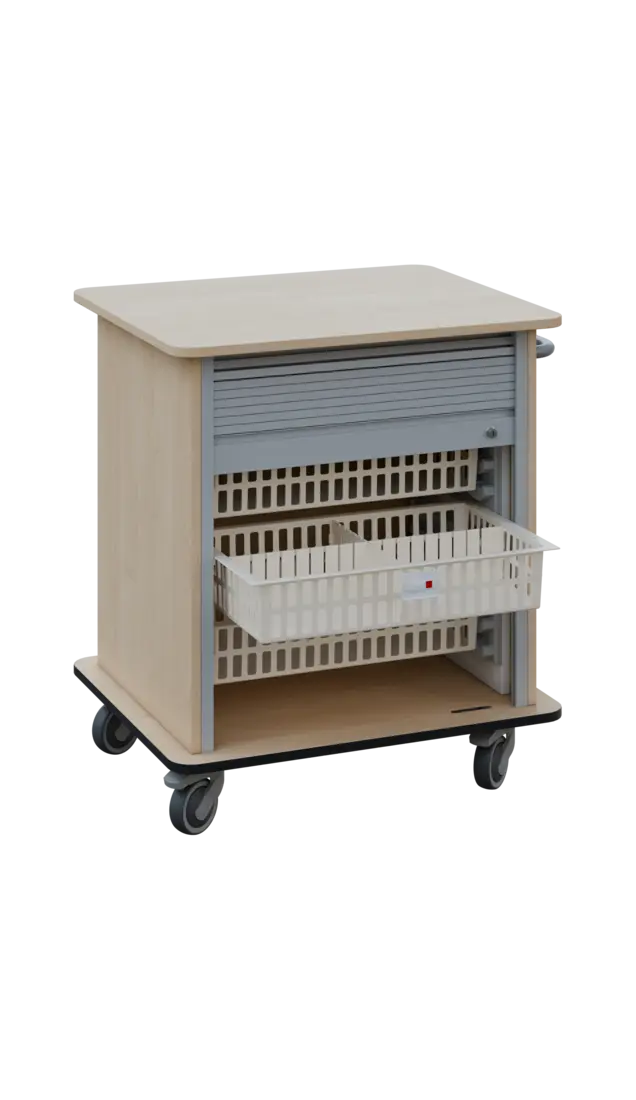DEXTER 23 ABS vozík boxový, roletový, nízký, 880x780x620 mm, bříza světlá