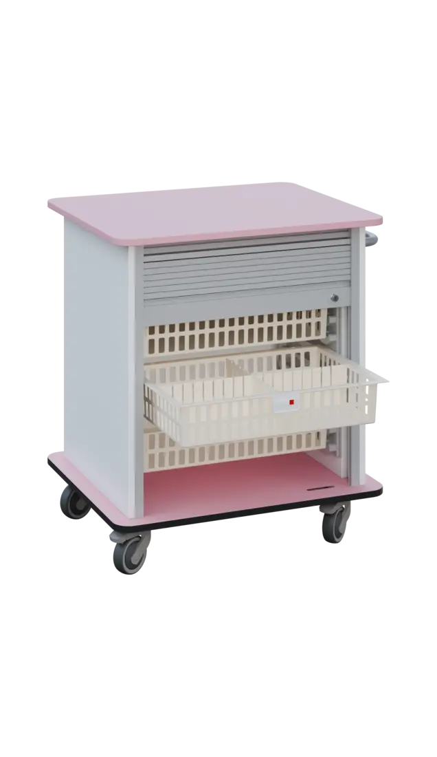 DEXTER 23 ABS vozík boxový, roletový, nízký, 880x780x620 mm, korpus bílý, horní a spodní deska paste