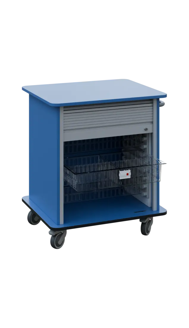 DEXTER 23 TRANSPARENT vozík boxový, roletový, nízký, 880x780x620 mm, pastelově modrá